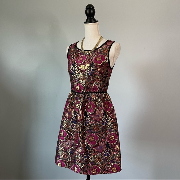 XHILARATION | Baroque Metallic Fit & Flare Dress Sz S - Picture 4 of 7
